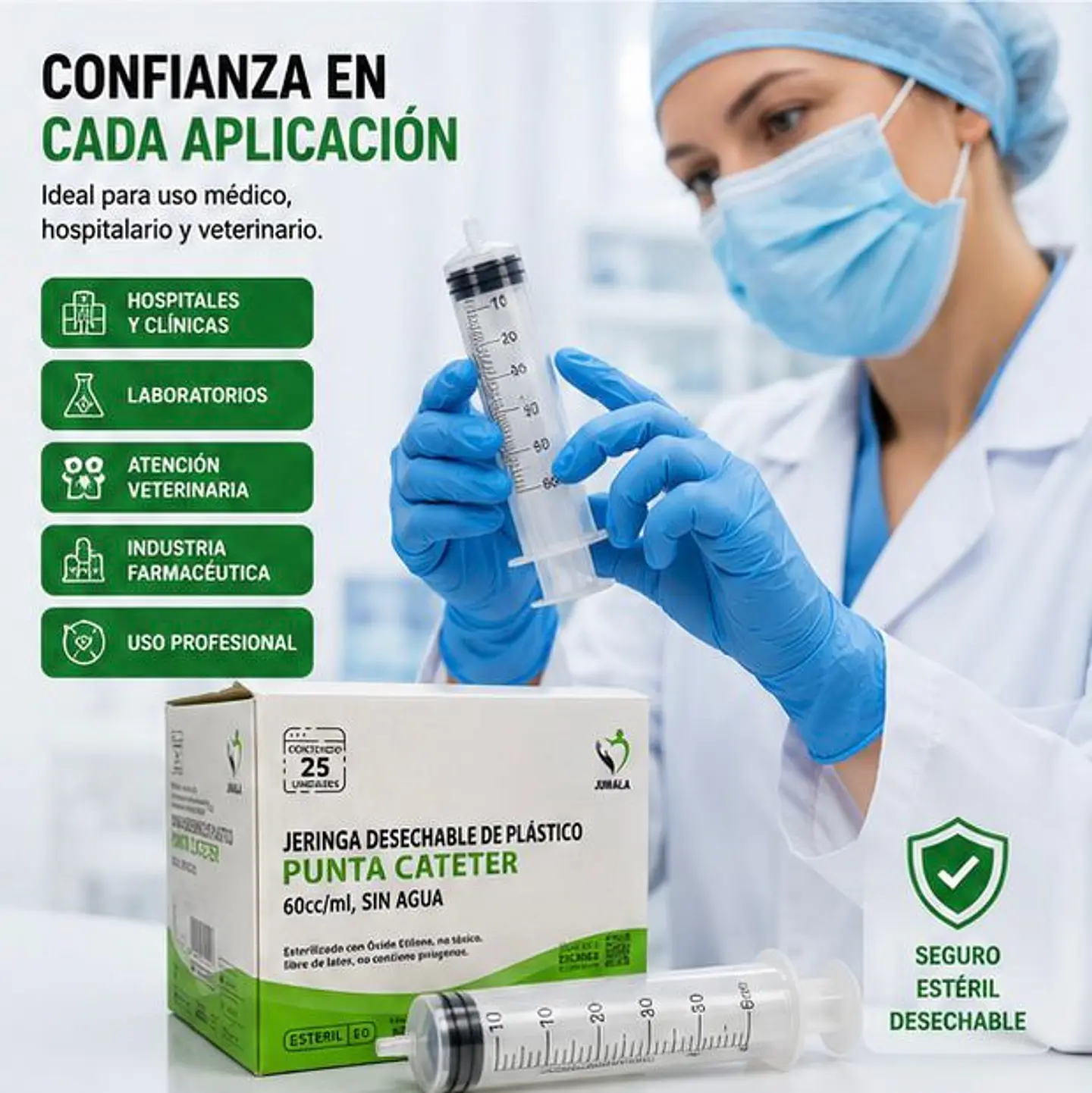 Jeringa 60ml Cateter Sin Aguja Jumala - Embalaje 400 Unidades (16 Paquetes x 25 Unidades) 2