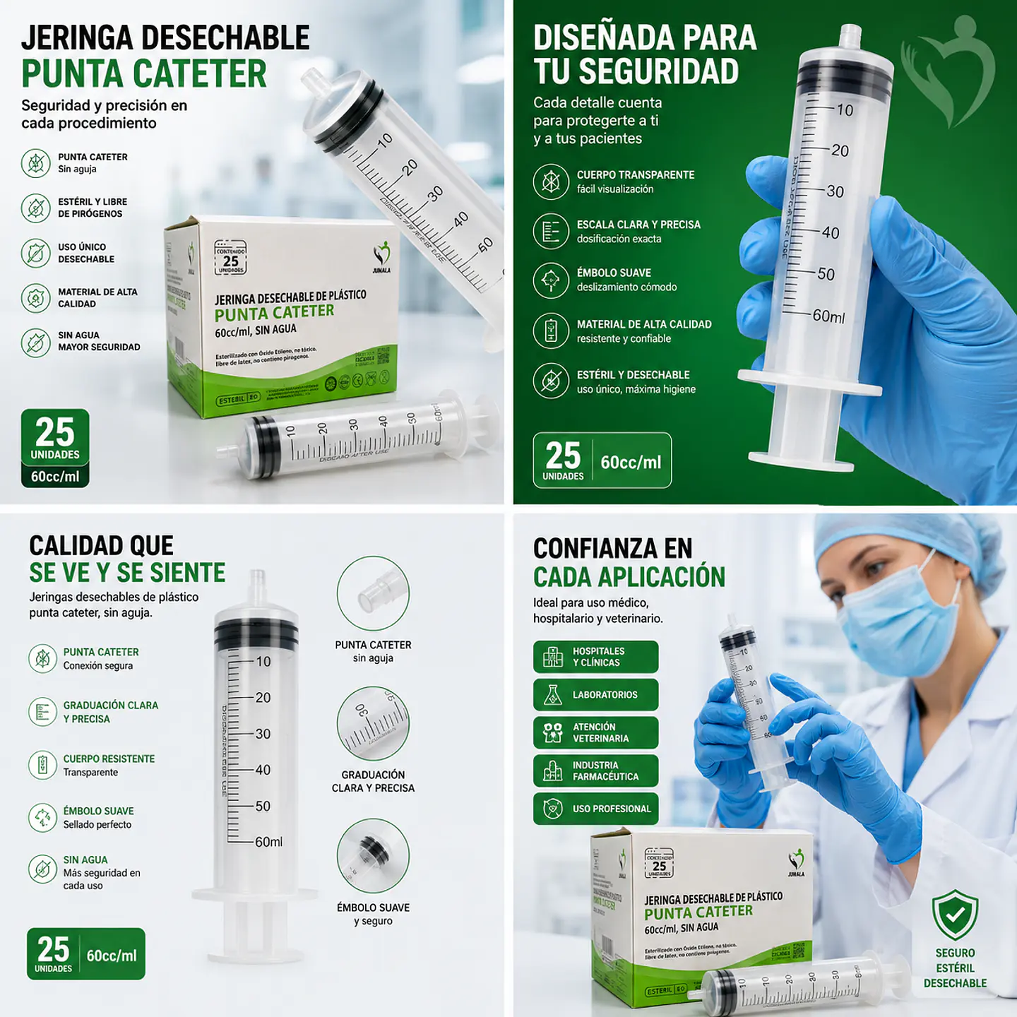 Jeringa 60ml Cateter Sin Aguja Jumala - Embalaje 400 Unidades (16 Paquetes x 25 Unidades) 5