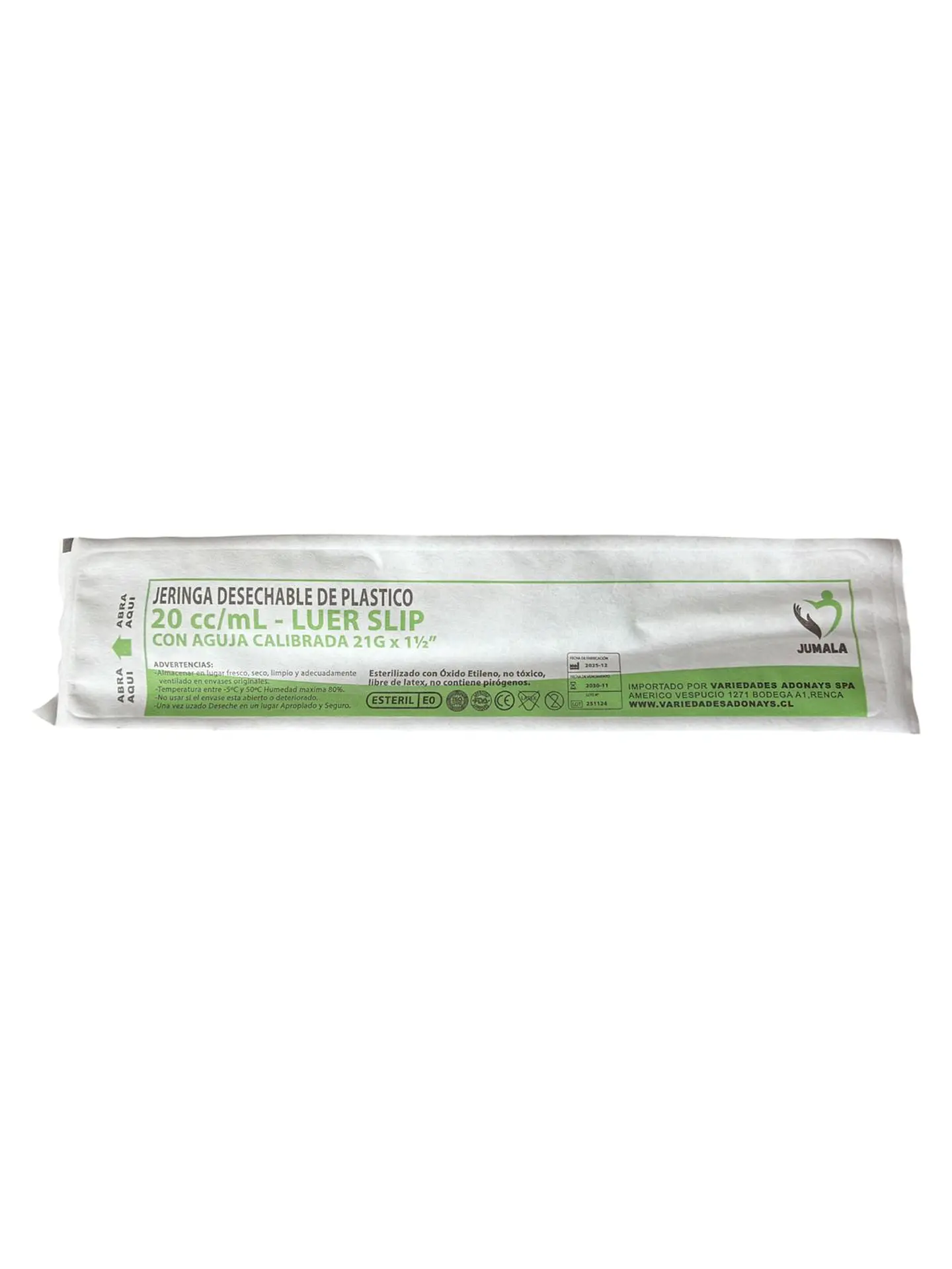 Jeringa 20ml Luer Slip 21G x 1½ Jumala – Embalaje 800 Unidades (16 Paquetes x 50 Unidades) 6