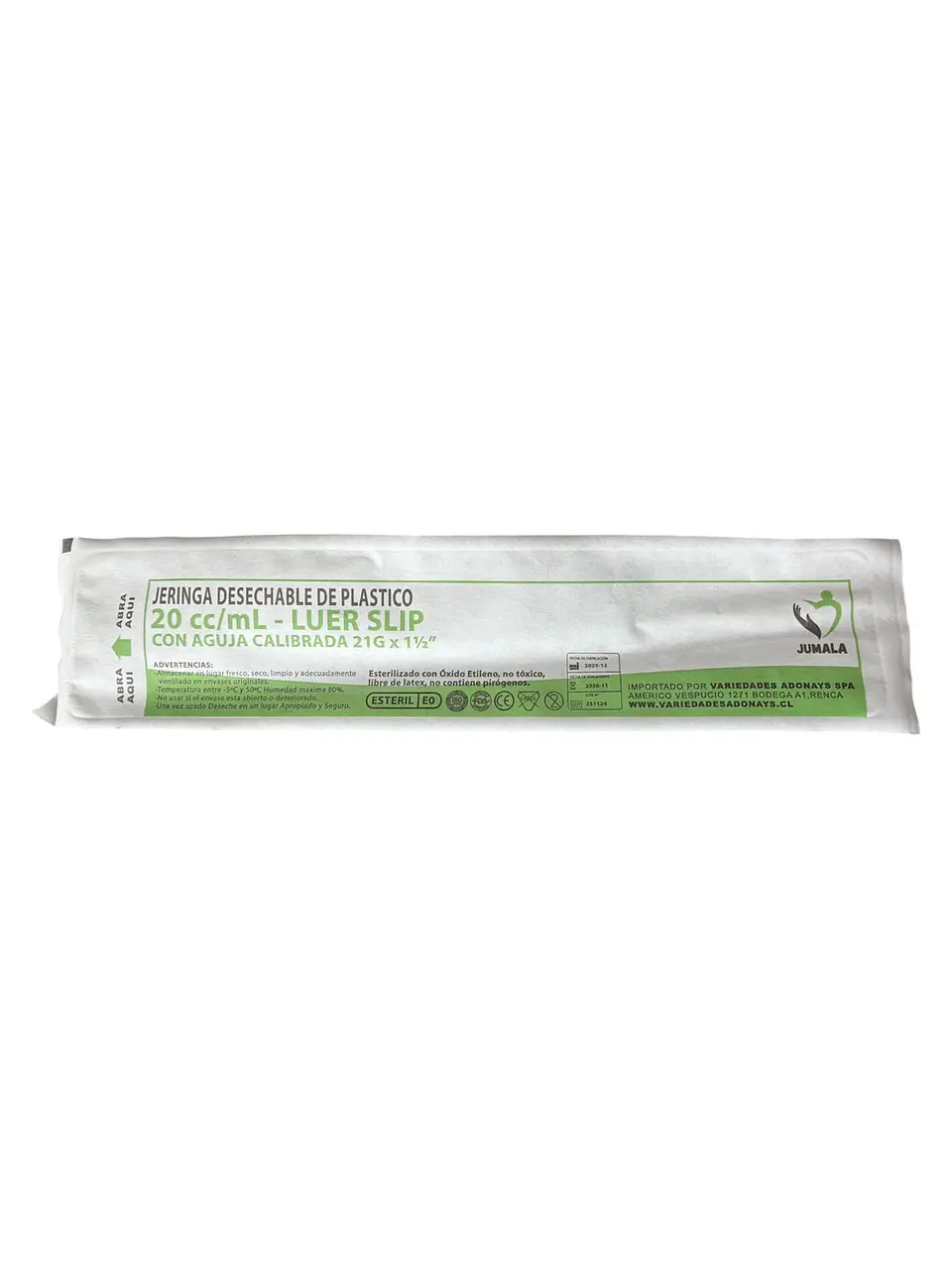 Jeringa 20ml Luer Slip 21G x 1½ Jumala – Embalaje 800 Unidades (16 Paquetes x 50 Unidades) 6