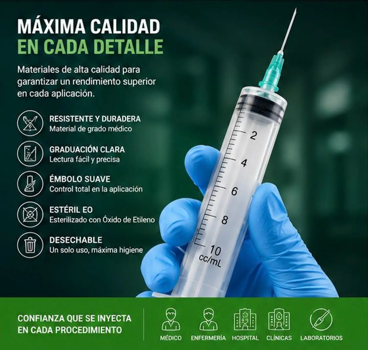 Jeringa 10ml Luer Lock con Aguja 21G x 1½