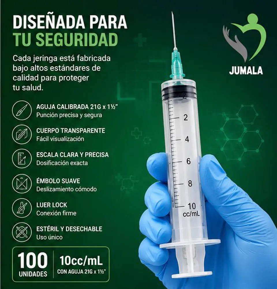 Jeringa 10ml Luer Lock con Aguja 21G x 1½