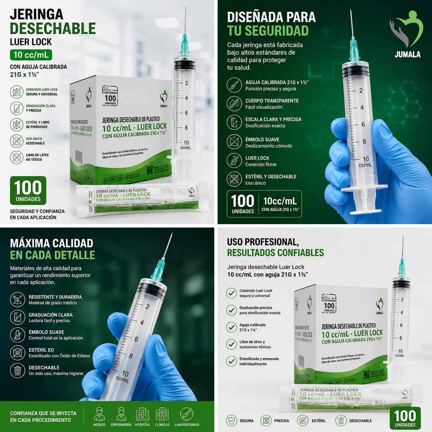 Jeringa 10ml Luer Lock con Aguja 21G x 1½