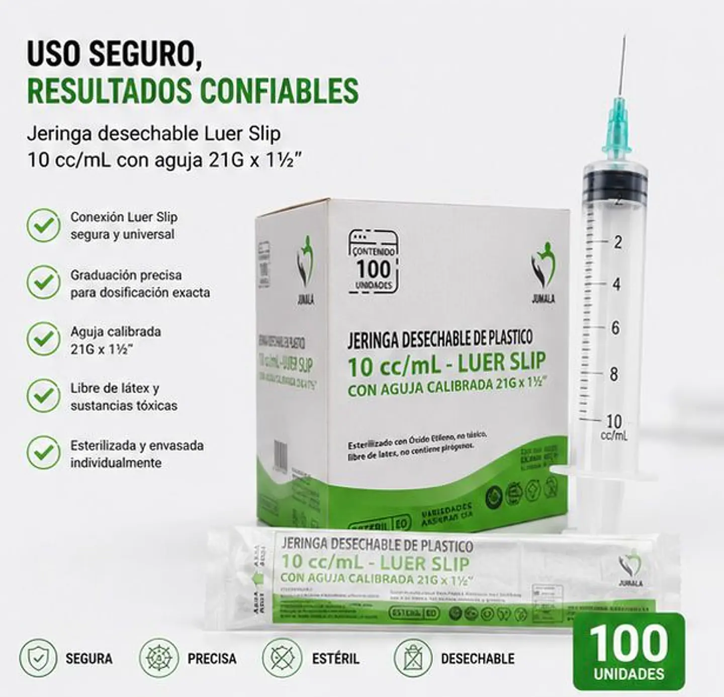 Jeringa 10ml Luer Slip con Aguja 21G x 1½