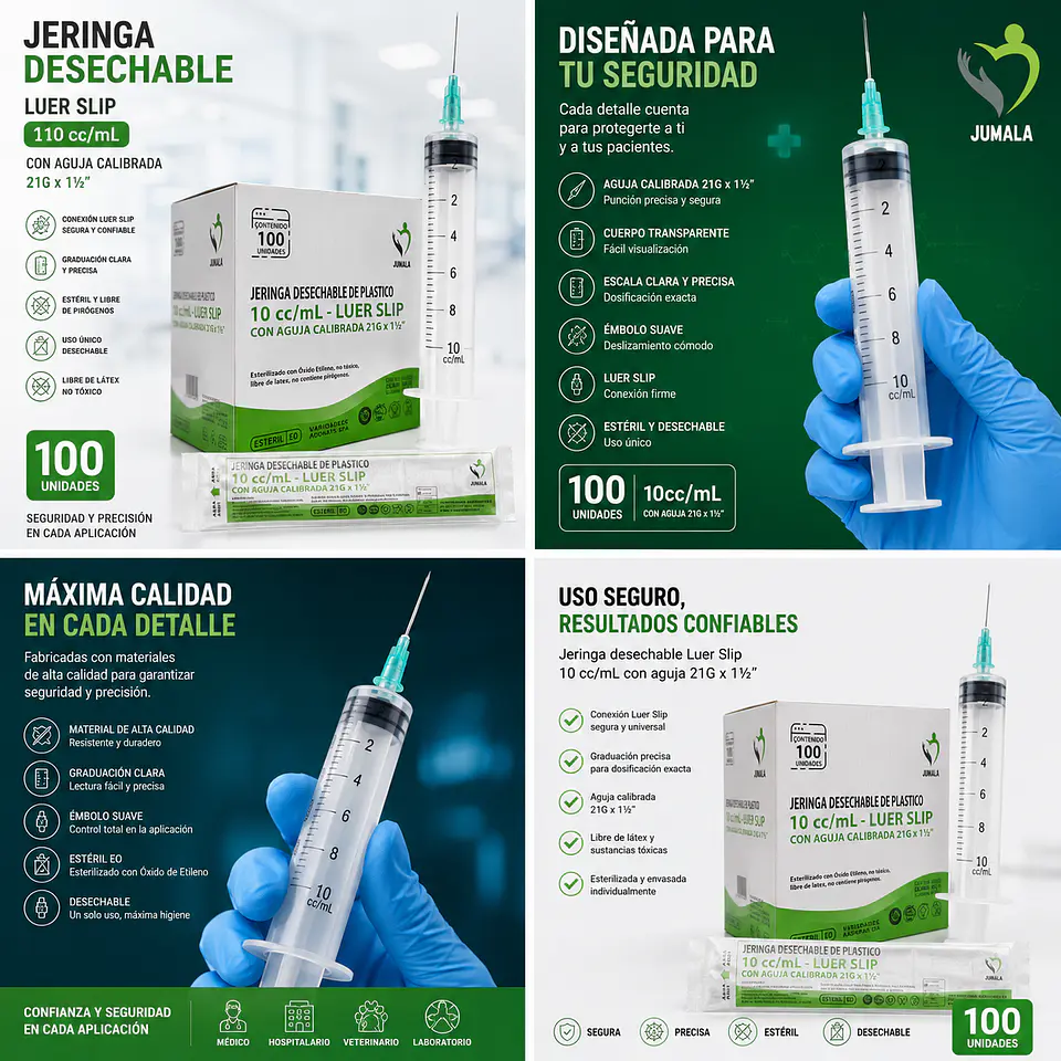Jeringa 10ml Luer Slip con Aguja 21G x 1½