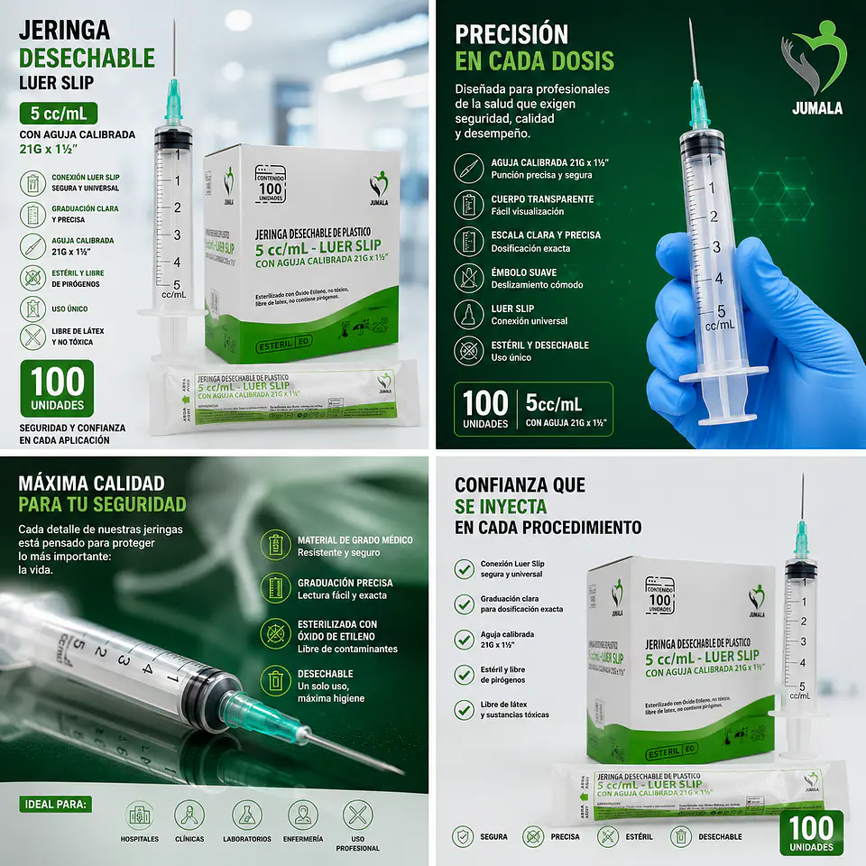 Jeringa 5ml Luer Slip con Aguja 21G x 1½