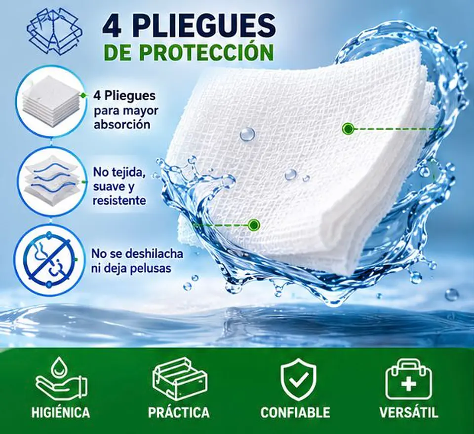 Gasa No Tejida Estéril 5 x 5 cm 4 Pliegues Jumala – Embalaje 2.500 Unidades (50 cajas x 50 Sobres) 3
