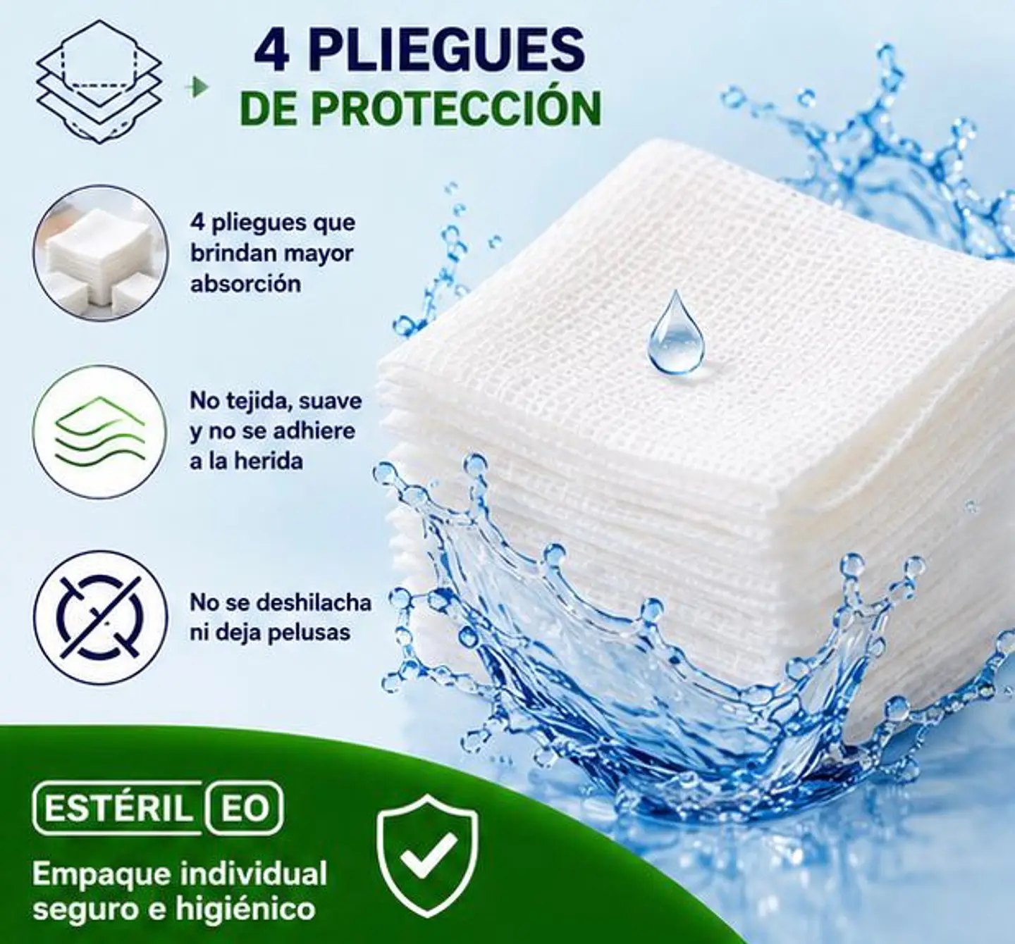 Gasa No Tejida No Estéril 10 x 10 cm 4 Pliegues Jumala – Embalaje 1.000 Unidades (20 Cajas x 50 Unidades) 3