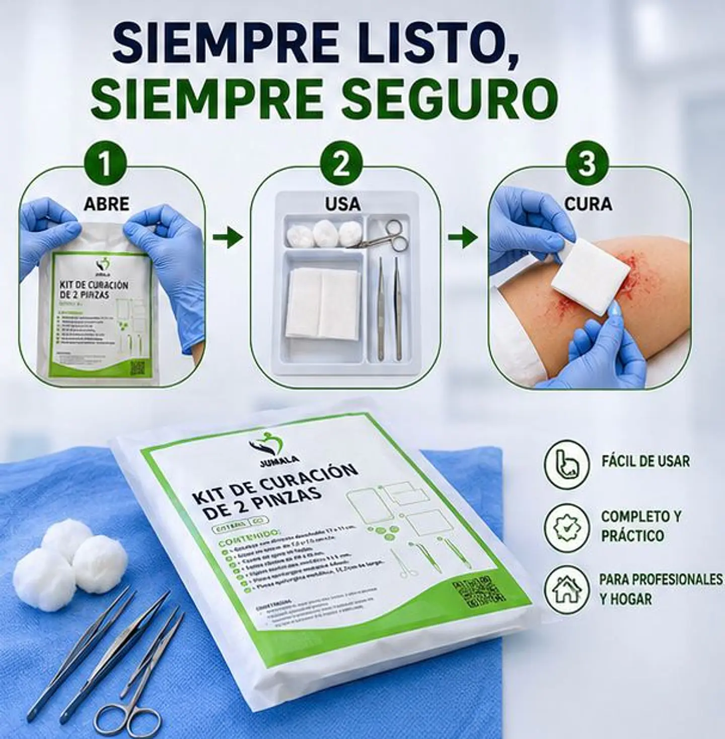 Kit de Curación de 2 Pinzas Jumala  – Embalaje 100 Kit  3