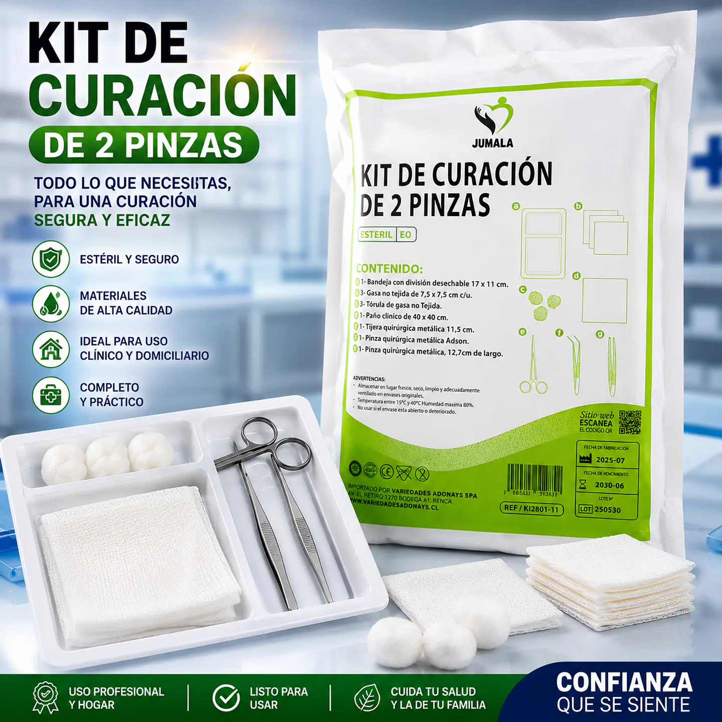 Kit de Curación de 2 Pinzas Jumala  – Embalaje 100 Kit  1
