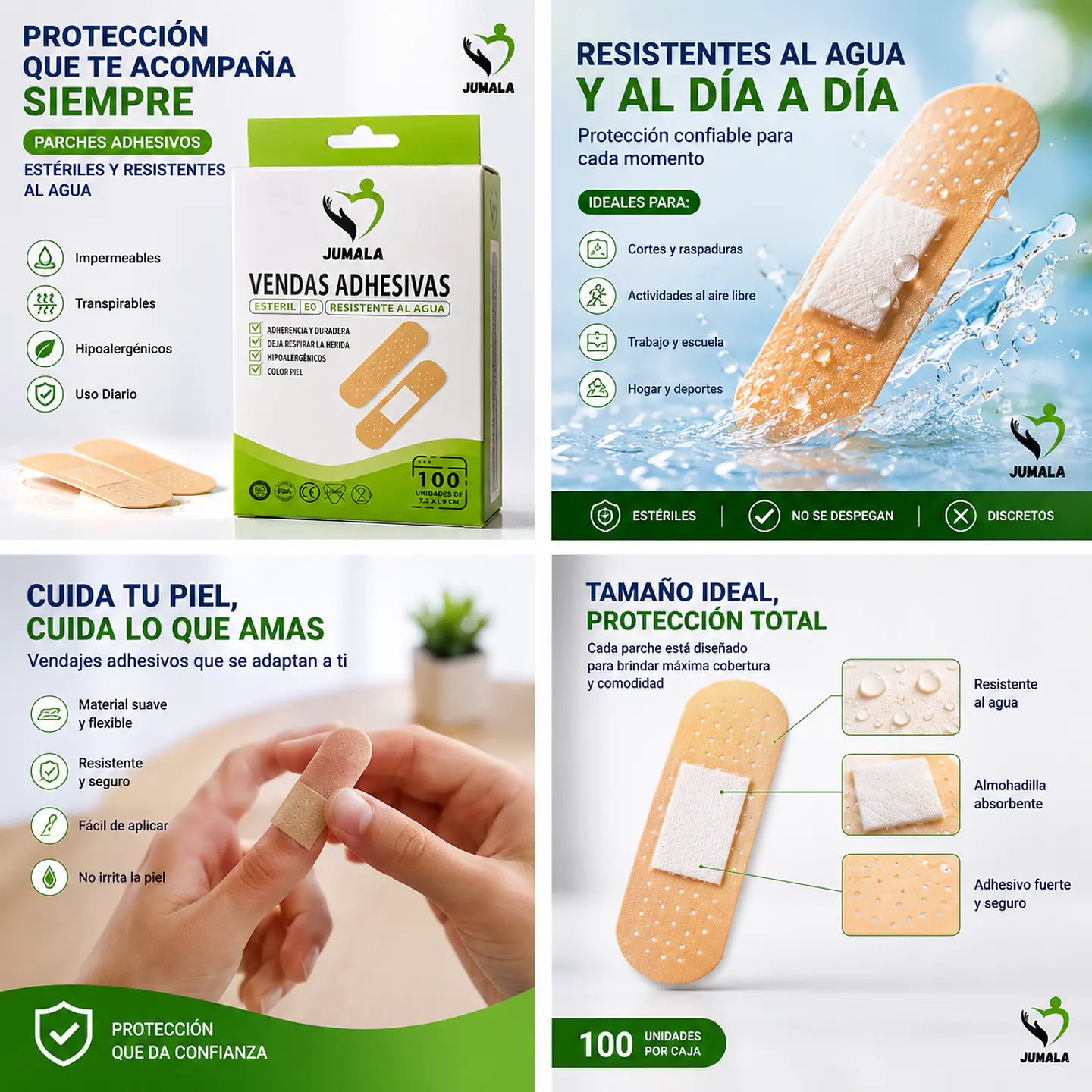 Parche Curita a Prueba de Agua Jumala  – Embalaje 10.000 Unidades -  (100 Cajas x 100 Unidades) 5