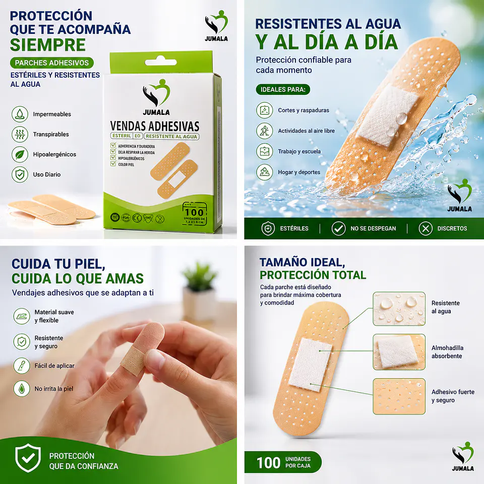 Parche Curita a Prueba de Agua Jumala  – Embalaje 10.000 Unidades -  (100 Cajas x 100 Unidades) 5