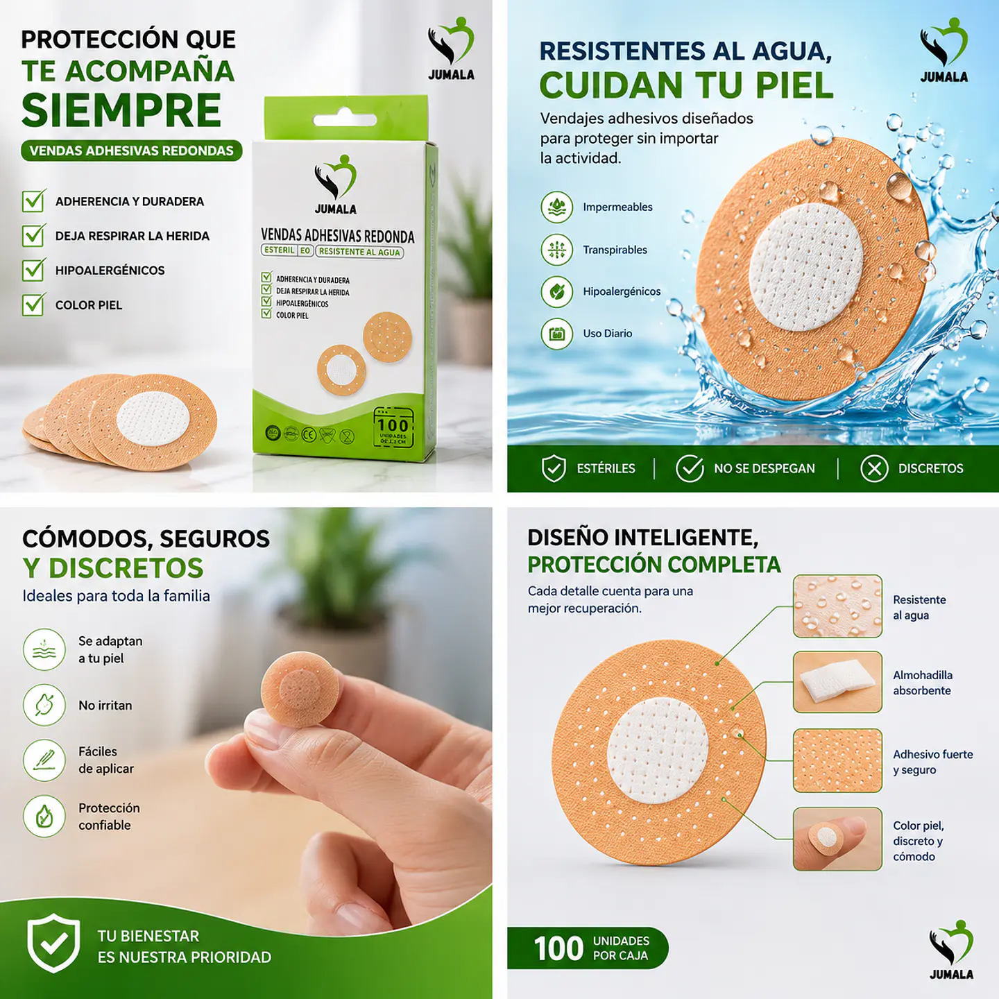 Parche Curita Redondo Estéril Jumala – Embalaje 10.000 Unidades -  (100 Cajas x 100 Unidades) 5