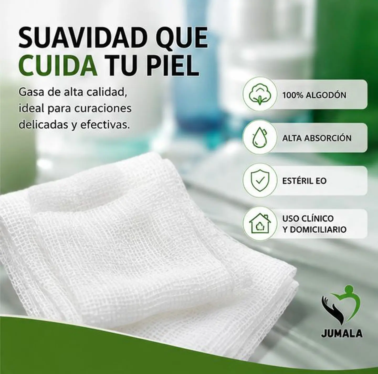 Aposito Gasa + Algodón Esteril 7x20 Jumala – Embalaje 200 Unidades (20 Paquetes x 10 Sobres) 2