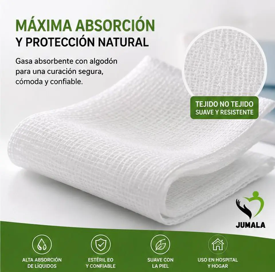 Apósito De Gasa Estéril 10x10 No Tejida Jumala – Embalaje 900 Unidades (90 Paquetes x 10 Sobres) 2