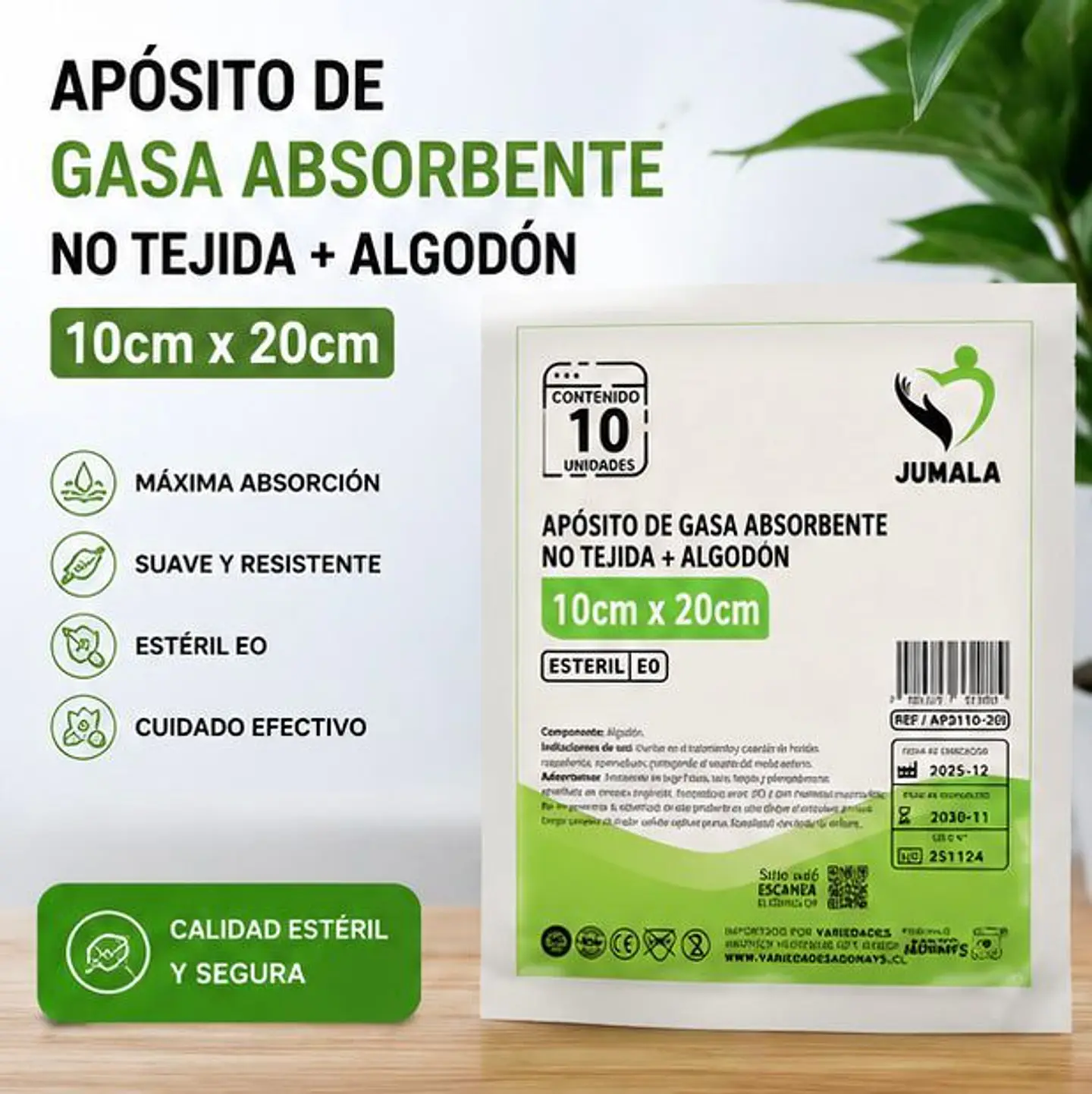 Apósito De Gasa Estéril 10x20 No Tejida Jumala – Embalaje 360 Unidades (36 Paquetes x 10 Sobres) 1