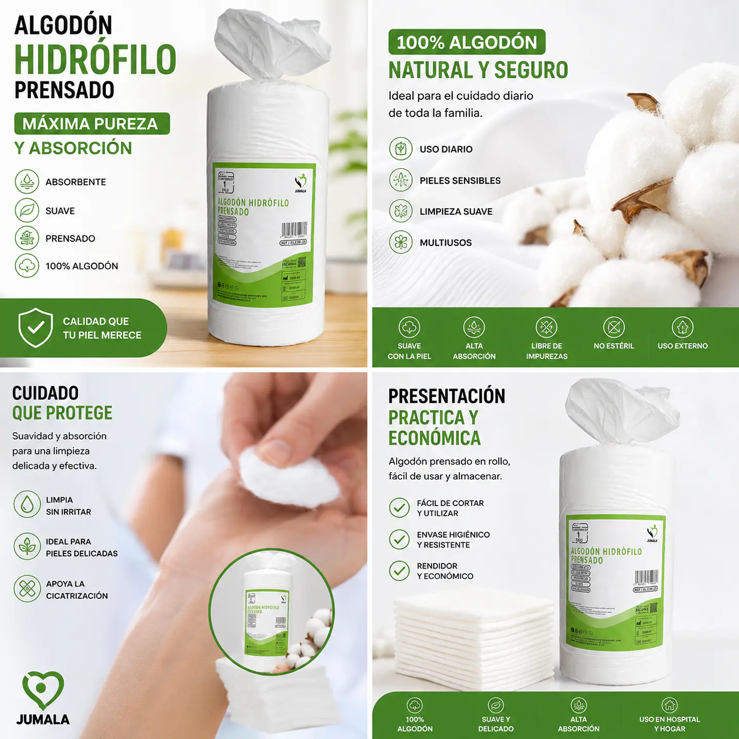 Algodón Hidrófilo 1kg Prensado Jumala – Embalaje 20 Unidades  5