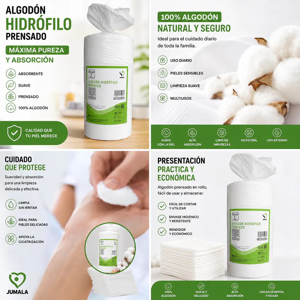 Algodón Hidrófilo 1kg Prensado Jumala – Embalaje 20 Unidades  5