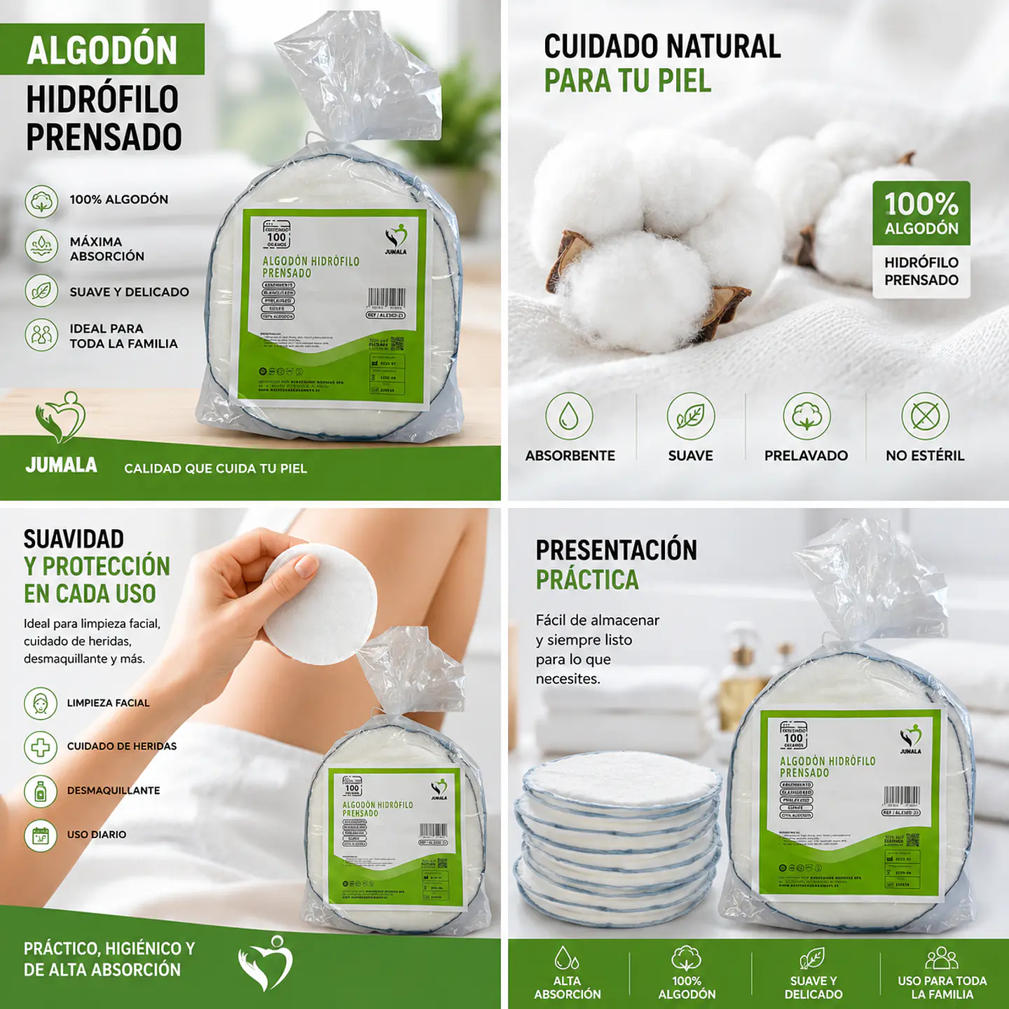 Algodón Hidrófilo Prensado 100grs Jumala – Embalaje 150 Unidades 5