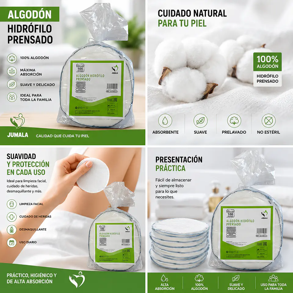 Algodón Hidrófilo Prensado 100grs Jumala – Embalaje 150 Unidades 5