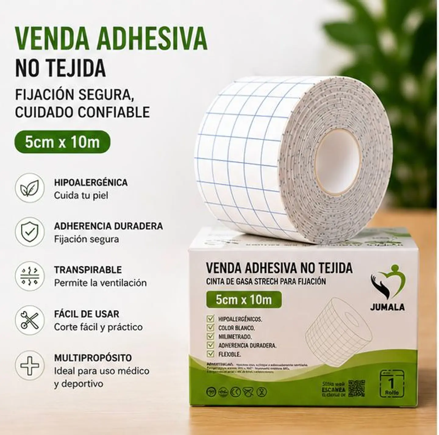 Venda Adhesiva Stretch 5cm X 10m Jumala – Embalaje 80 Unidades  1