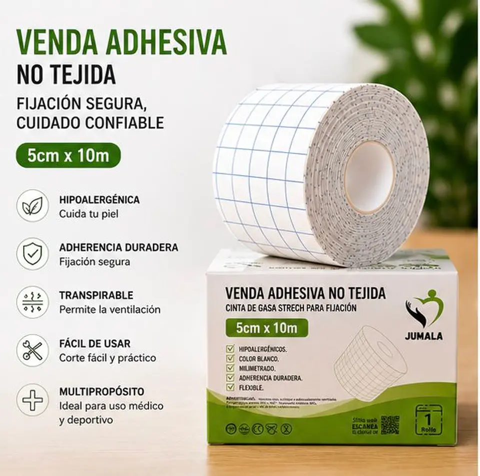 Venda Adhesiva Stretch 5cm X 10m Jumala – Embalaje 80 Unidades  1