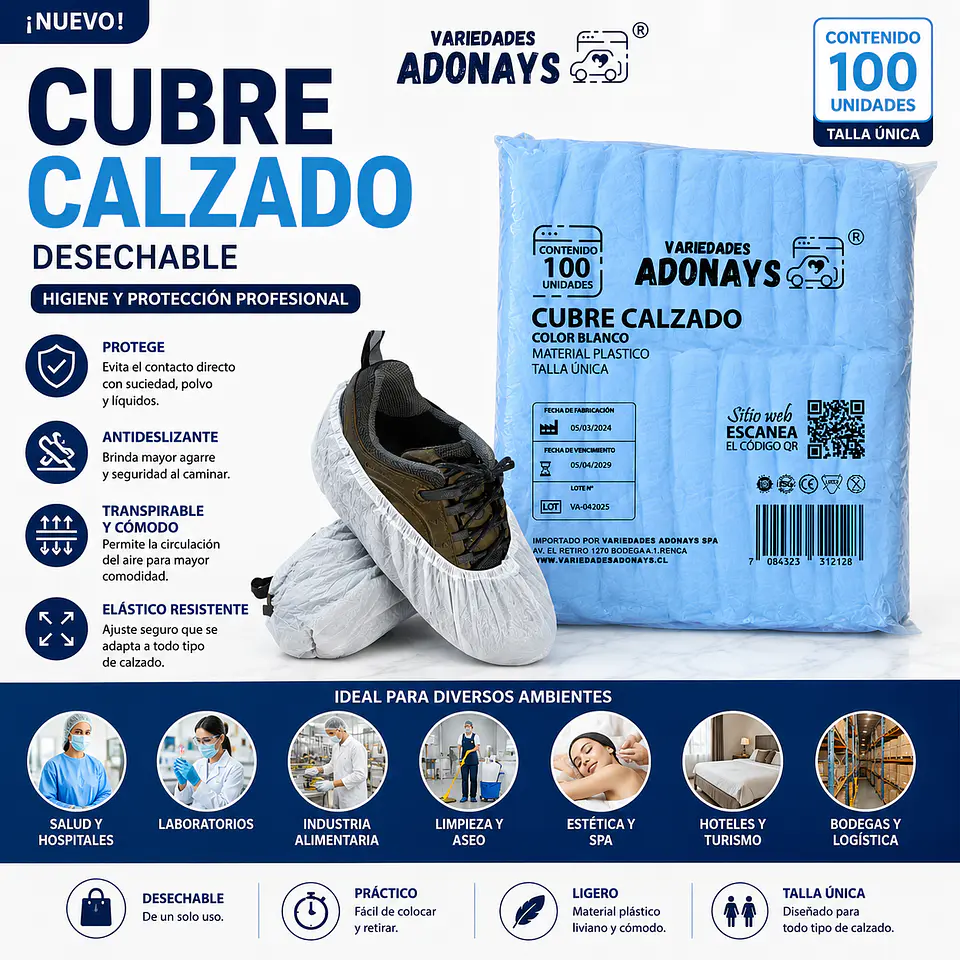 Cubre Calzado Desechable Color Blanco – Embalaje 1.000 Unidades (10 Paquetes x 100 Unidades). 1