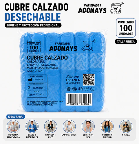 Cubre Calzado Desechable Color Azul Con Antideslizante – Embalaje 1.000 Unidades (10 Paquetes x 100 Unidades)