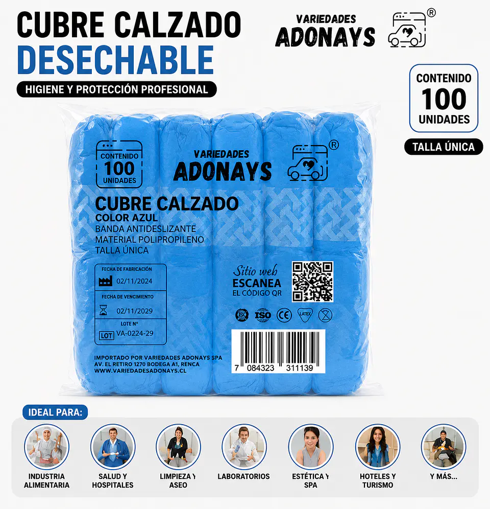 Cubre Calzado Desechable Color Azul Con Antideslizante – Embalaje 1.000 Unidades (10 Paquetes x 100 Unidades) 1