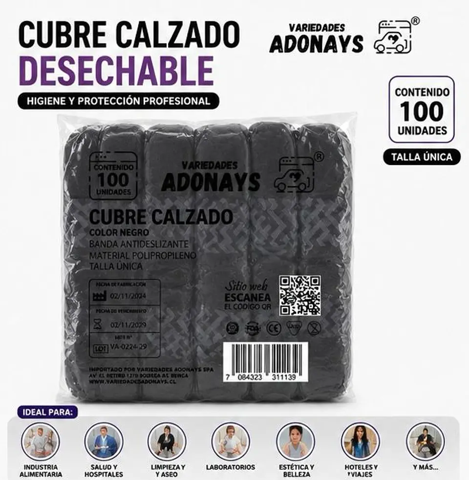 Cubre Calzado Desechable Color Negro Con Antideslizante – Embalaje 1.000 Unidades (10 Paquetes x 100 Unidades) 1
