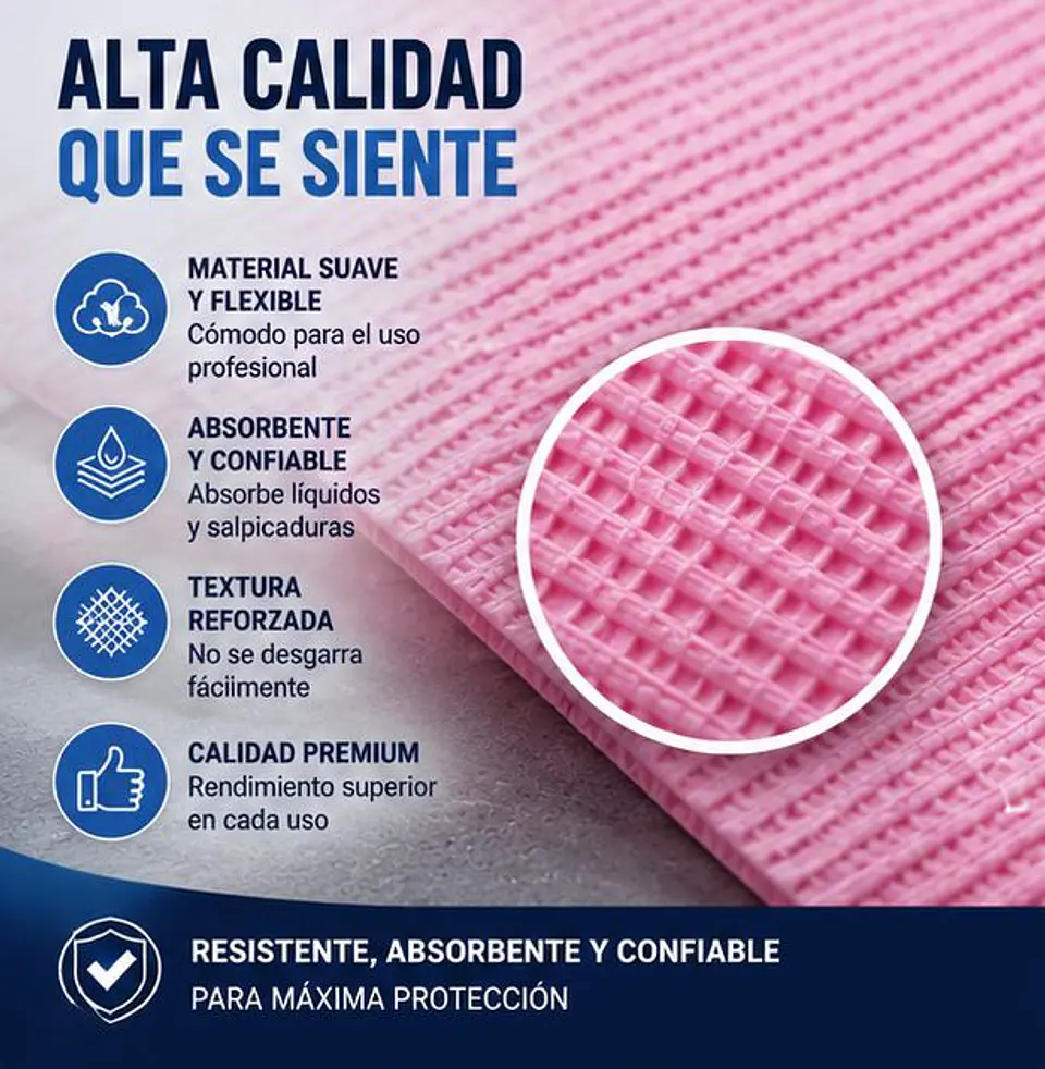 Campo Desechable Color Rosado – Embalaje 500 Unidades (5 Paquetes x 100 Unidades) 3