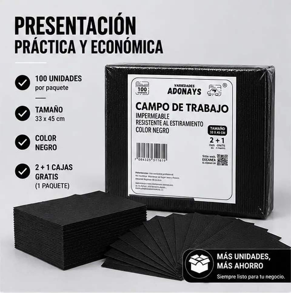 Campo Desechable Color Negro – Embalaje 500 Unidades (5 Paquetes x 100 Unidades) 5
