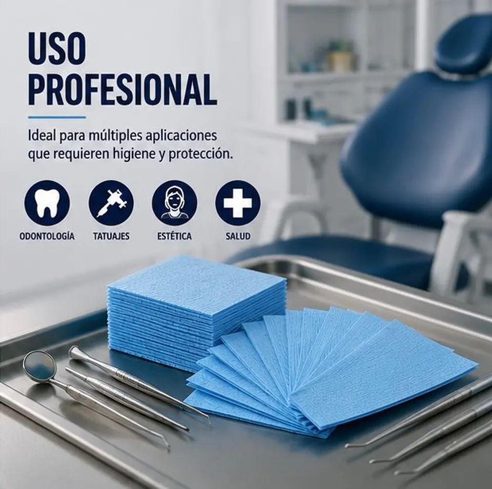 Campo Desechable Color Azul – Embalaje 500 Unidades (5 Paquetes x 100 Unidades) 2