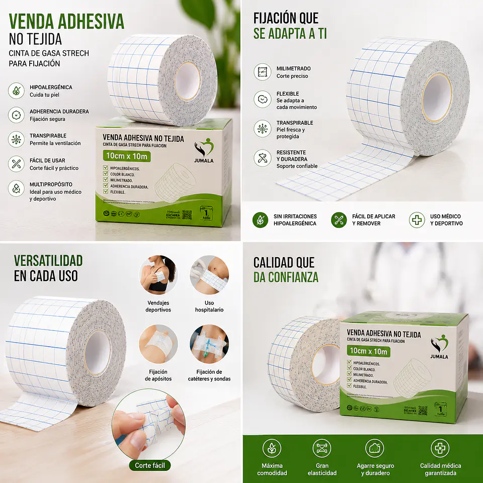 Venda Adhesiva Stretch 10cm X 10m Jumala – Embalaje 80 Unidades  5