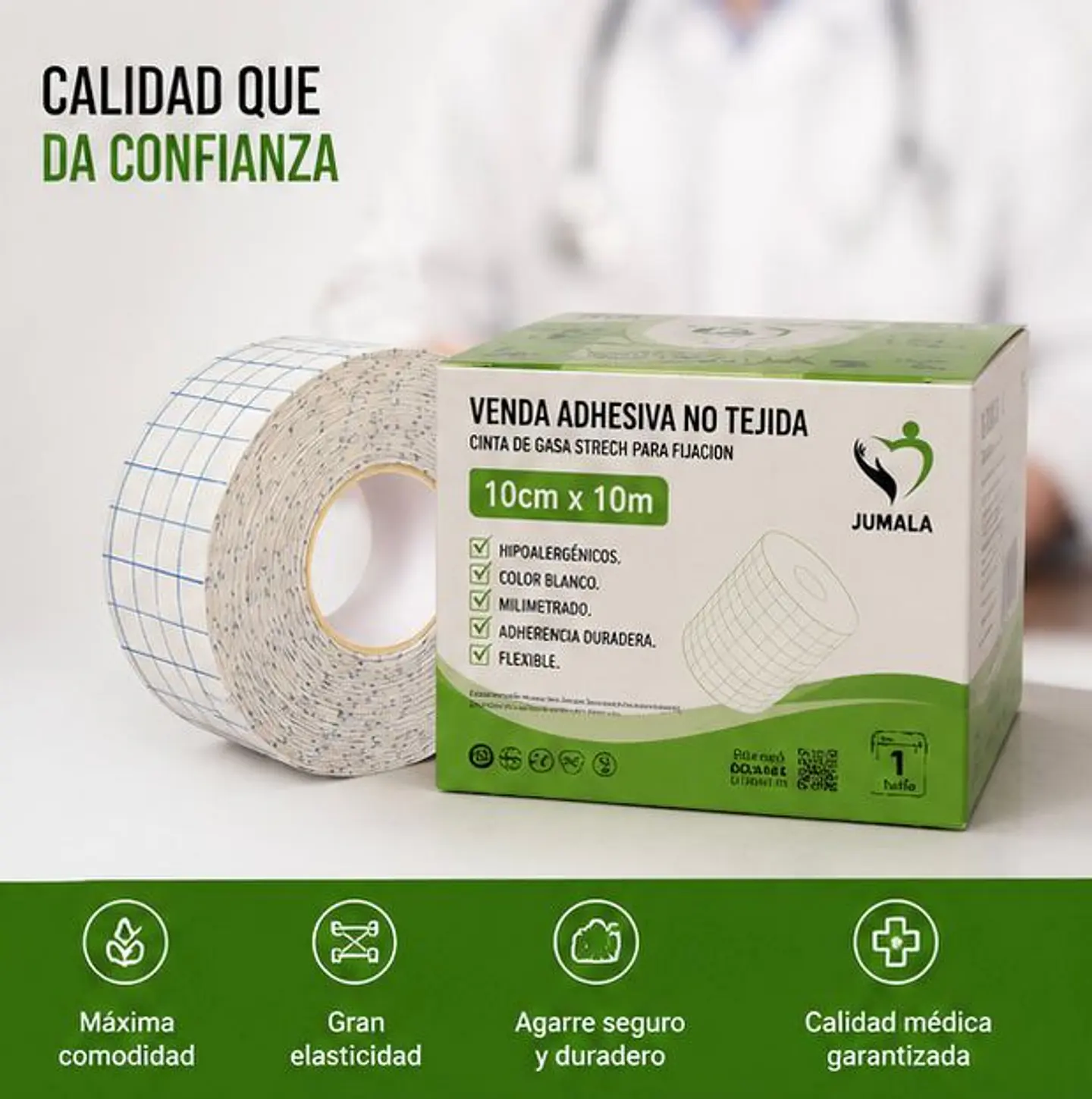 Venda Adhesiva Stretch 10cm X 10m Jumala – Embalaje 80 Unidades  4