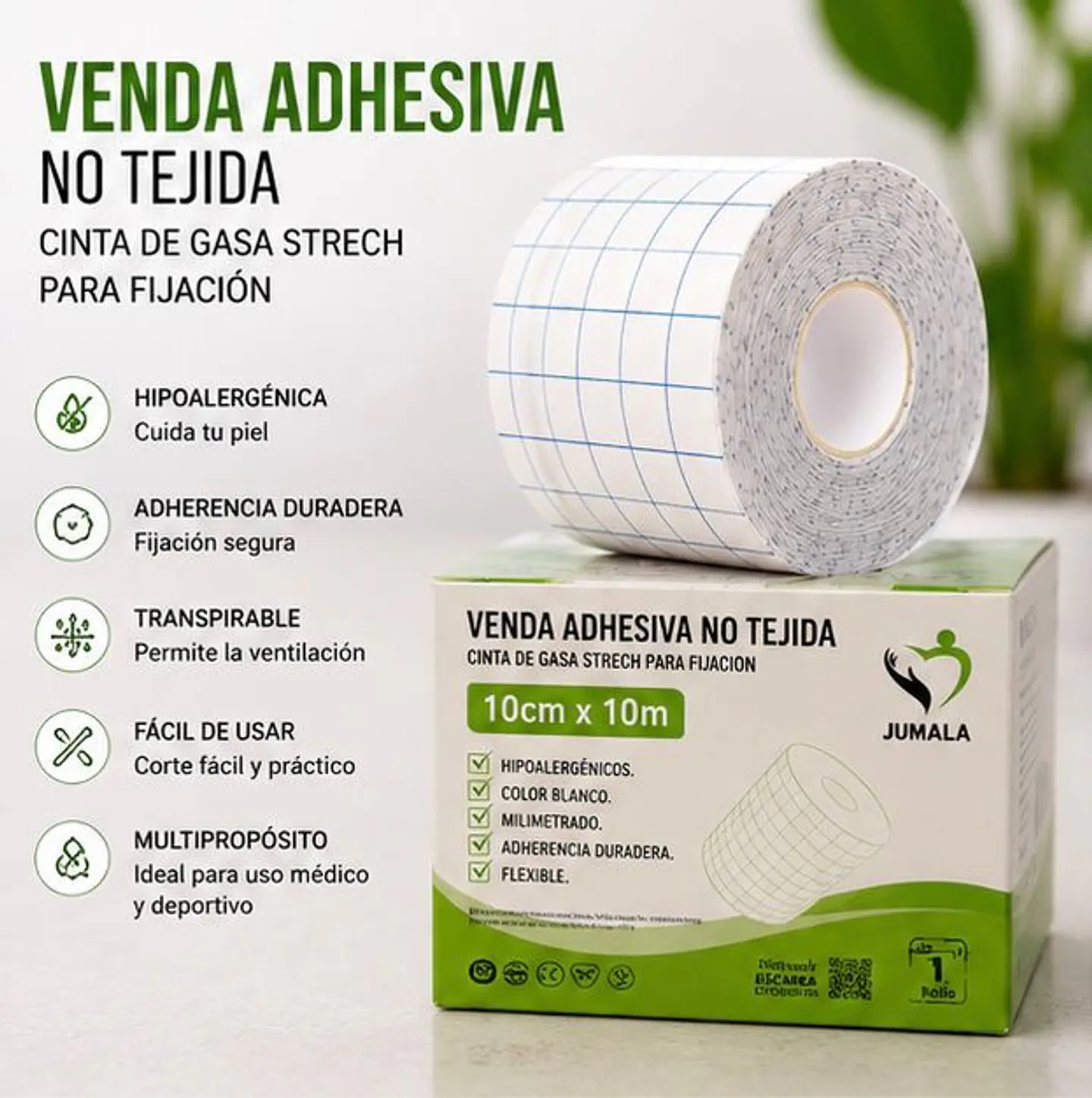 Venda Adhesiva Stretch 10cm X 10m Jumala – Embalaje 80 Unidades  1