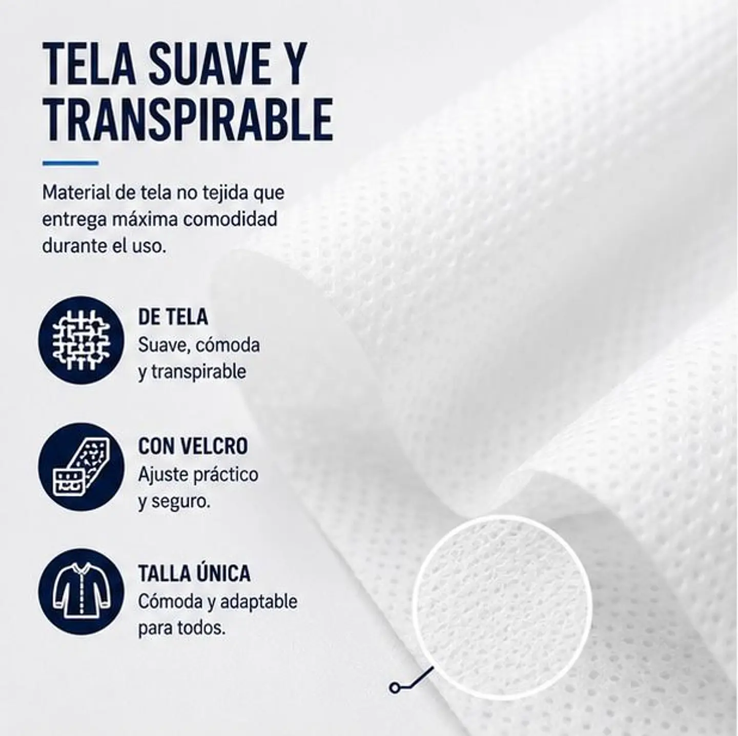 Cotona de Visita Desechable Color Blanco con Velcro – Embalaje 100 Unidades 3