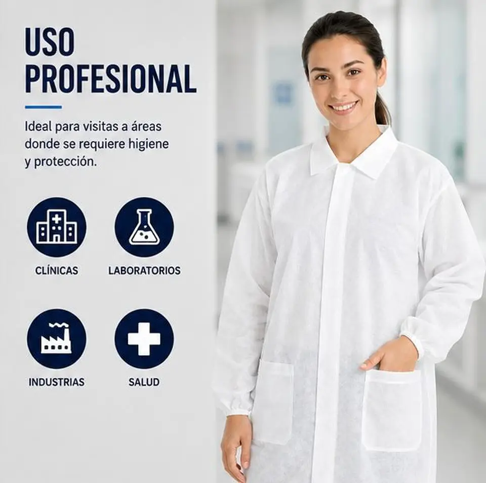 Cotona de Visita Desechable Color Blanco con Velcro – Embalaje 100 Unidades 4