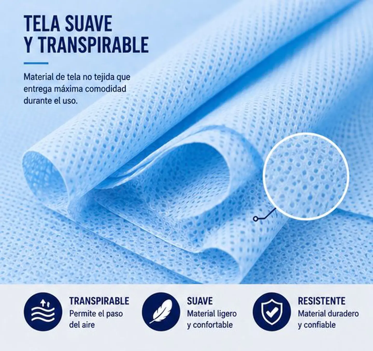 Cotona de Visita Desechable Color Azul con Velcro – Embalaje 100 Unidades 3