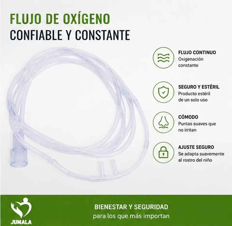 Cánula Nasal (Naricera) Pediátrica con Tubo de 2,10 Metros Jumala – Embalaje 100 Unidades 2