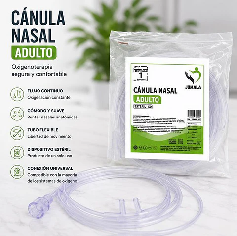 Cánula Nasal (Naricera) Adulto con Tubo de 2,10 Metros Jumala – Embalaje 100 Unidades
