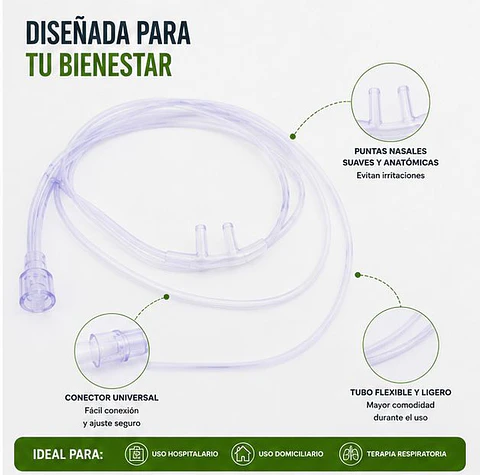 Cánula Nasal (Naricera) Adulto con Tubo de 2,10 Metros Jumala – Embalaje 100 Unidades