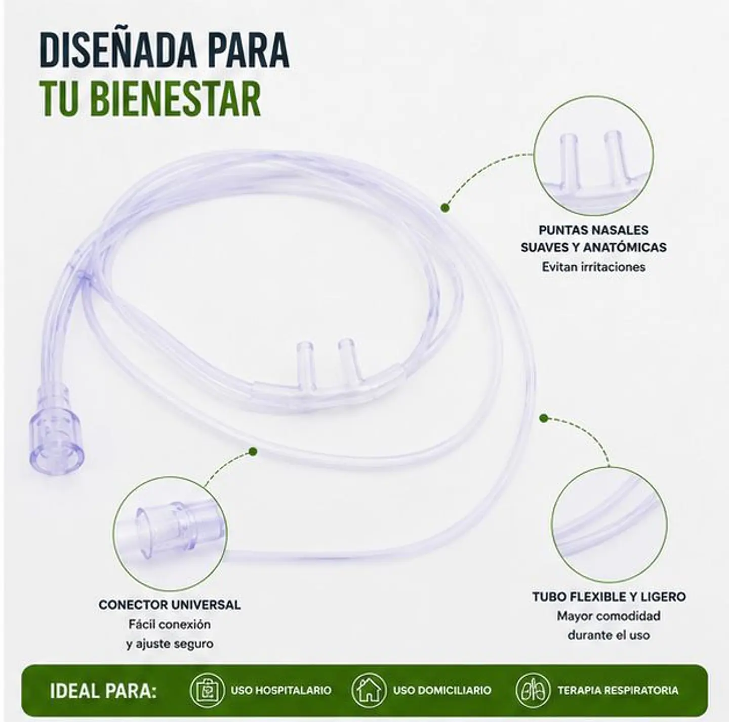 Cánula Nasal (Naricera) Adulto con Tubo de 2,10 Metros Jumala – Embalaje 100 Unidades 2