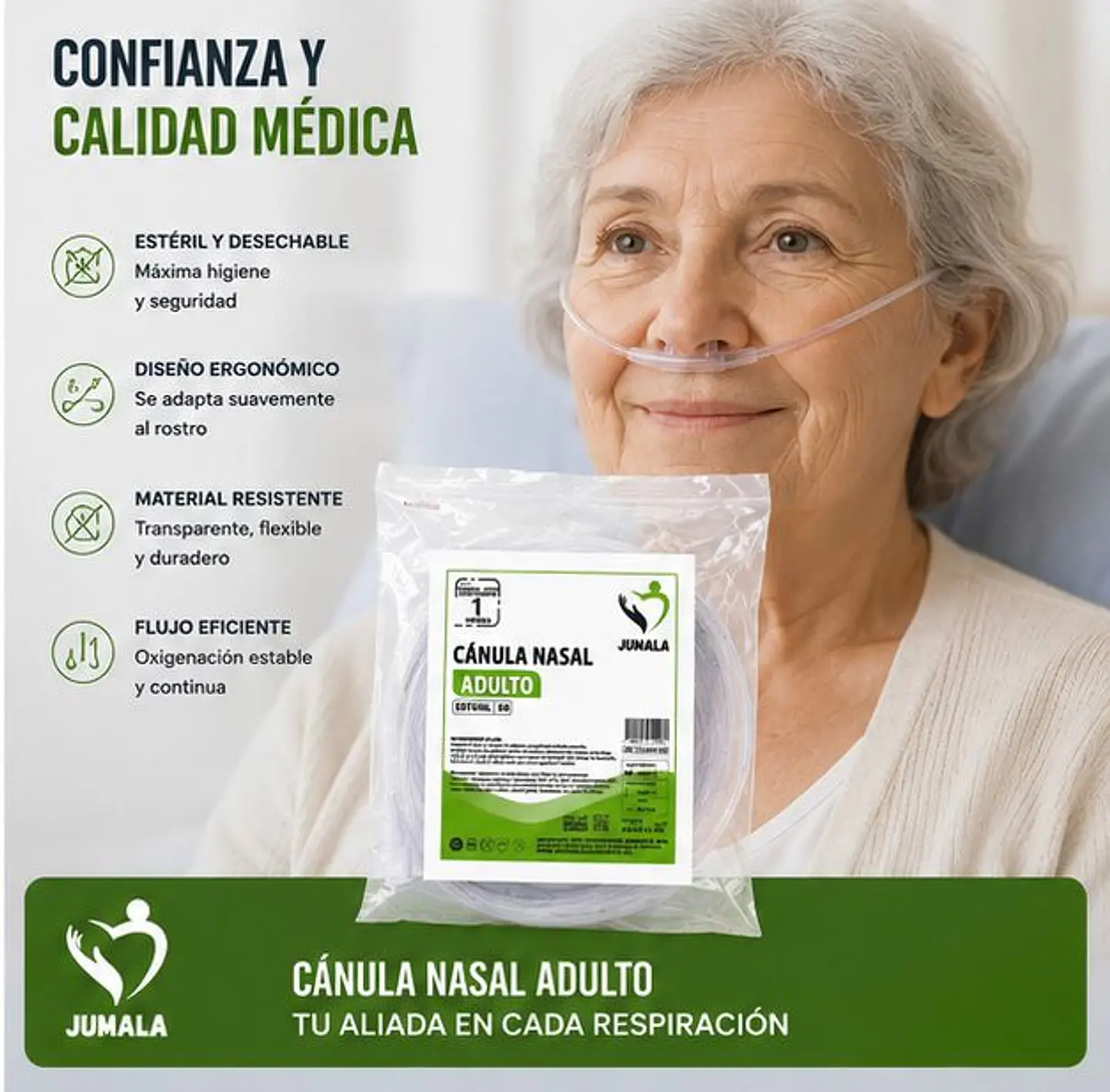 Cánula Nasal (Naricera) Adulto con Tubo de 2,10 Metros Jumala – Embalaje 100 Unidades 4
