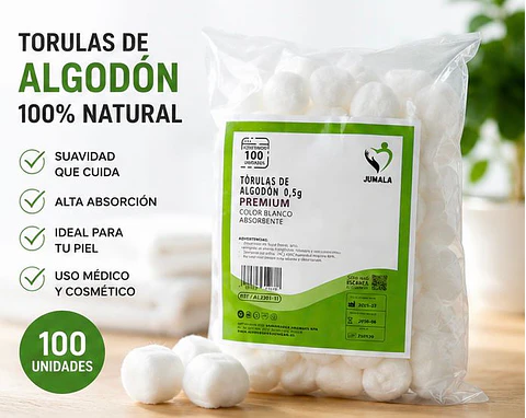 Tórulas de Algodón Premium 0,5 g Jumala – Embalaje 20.000 Unidades (200 Paquetes x 100 Unidades)