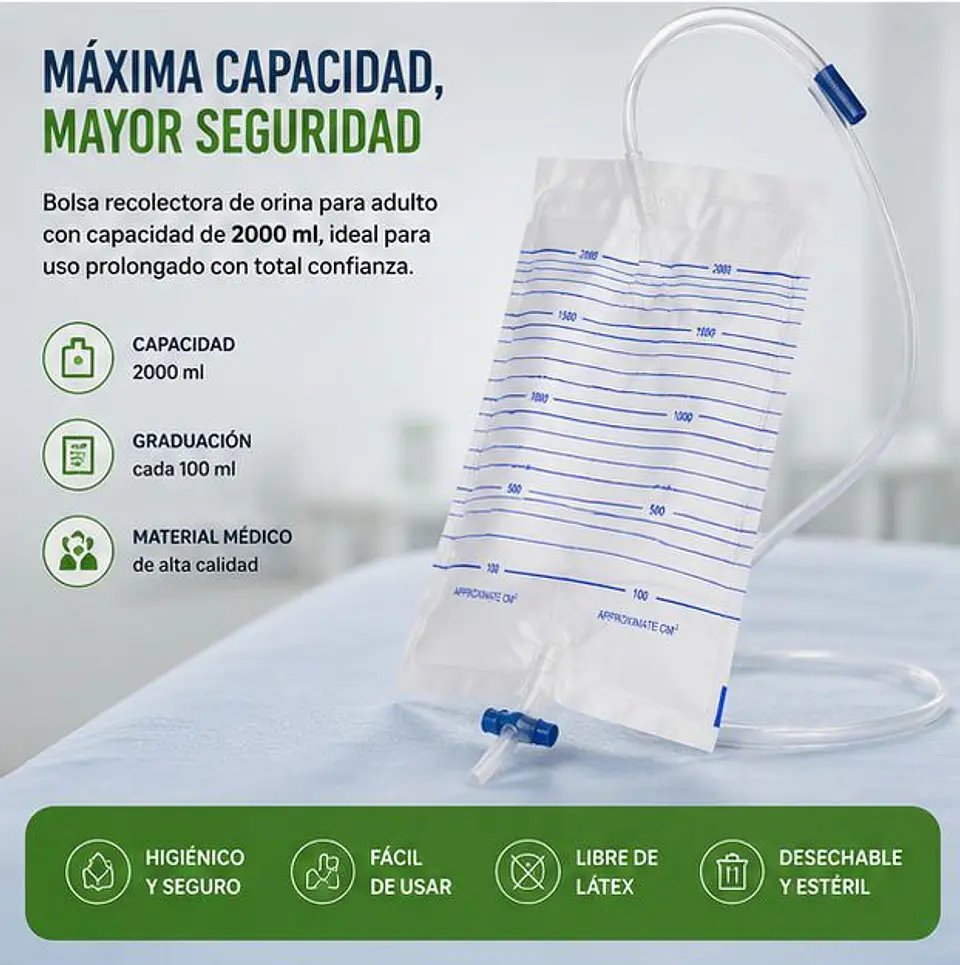 Bolsa para Recolección de Orina Adulto 2 Litros Jumala – Embalaje 250 Unidades 3