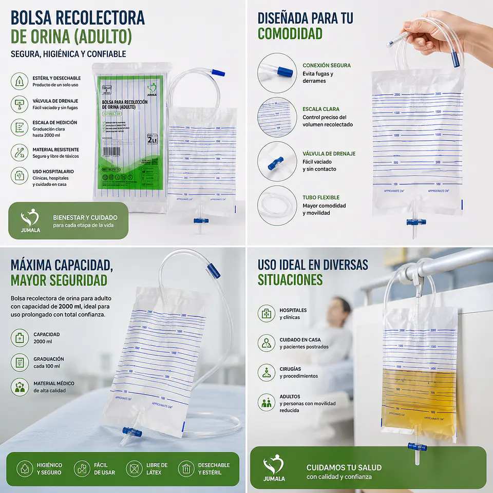 Bolsa para Recolección de Orina Adulto 2 Litros Jumala – Embalaje 250 Unidades 5