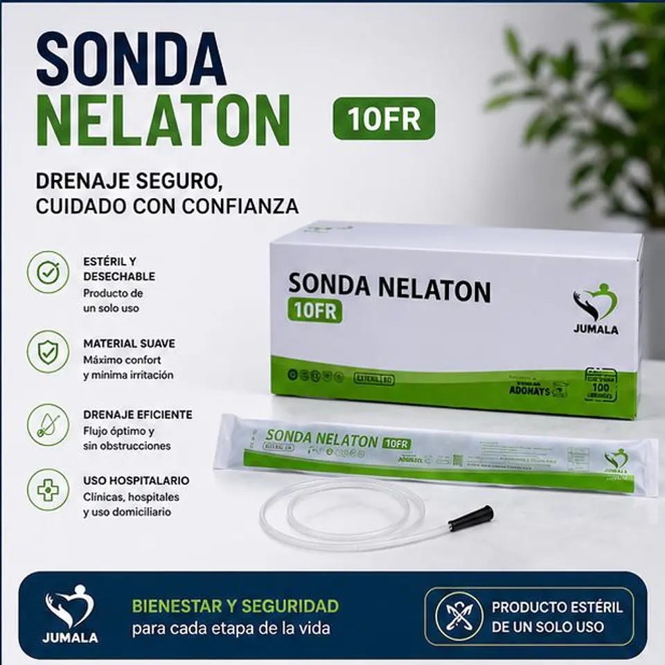 Sonda Nelaton Estéril 10 FR Jumala – Embalaje 600 Unidades (6 Cajas x 100 Unidades) 1