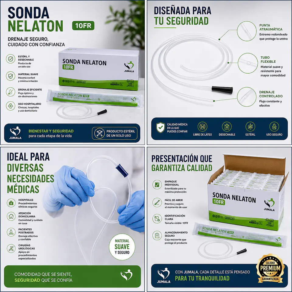 Sonda Nelaton Estéril 10 FR Jumala – Embalaje 600 Unidades (6 Cajas x 100 Unidades) 5