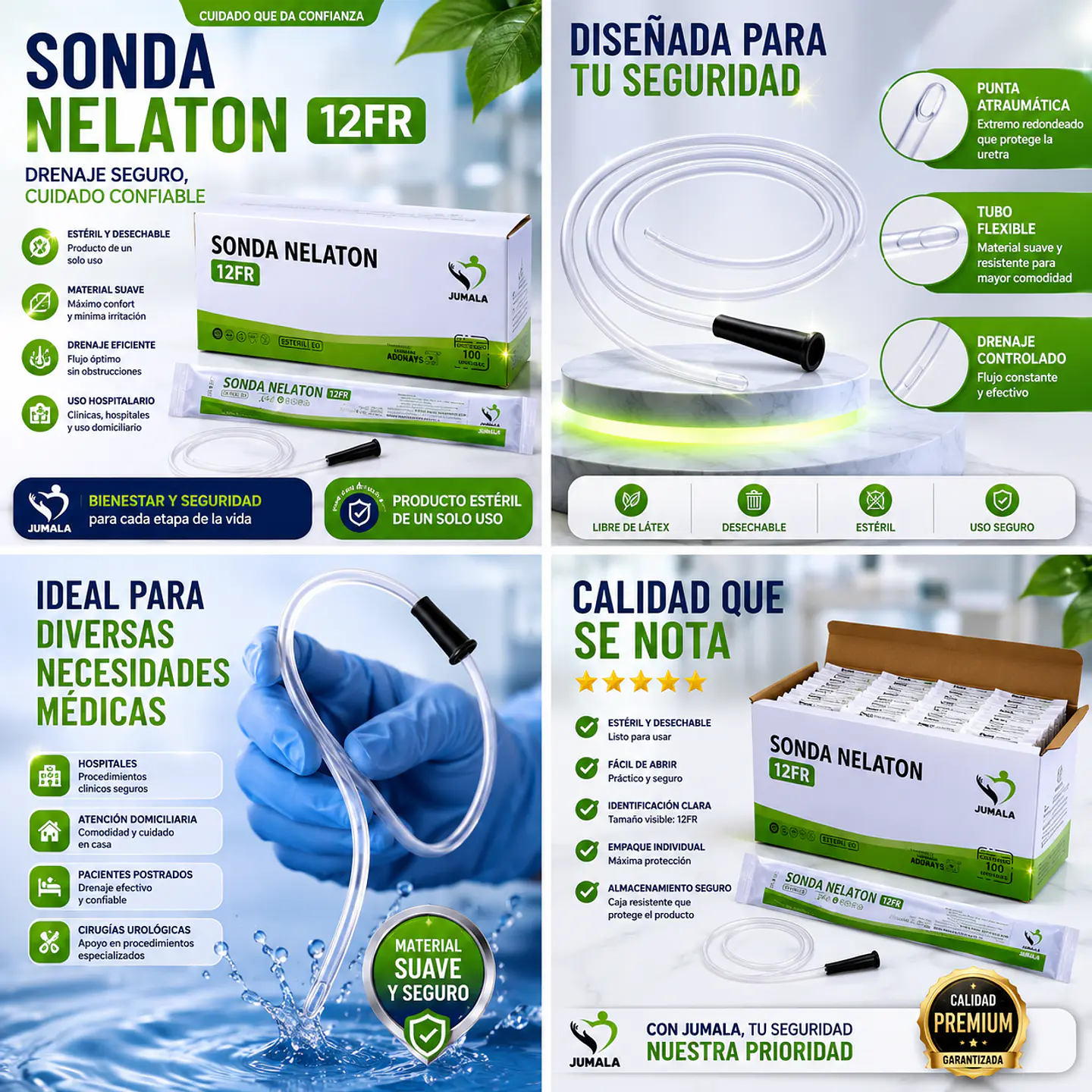 Sonda Nelaton Estéril 12 FR Jumala – Embalaje 600 Unidades (6 Cajas x 100 Unidades) 5